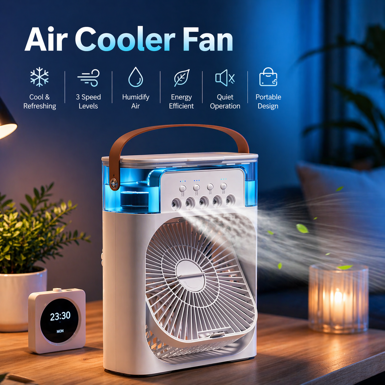 ❄️ 3-in-1 Mini Air Cooler ❄️ Fan • Humidifier • Night Light