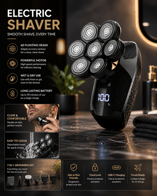 ⚡ Electric Shaver for Men ⚡ Powerful • Wet & Dry • Smooth Finish