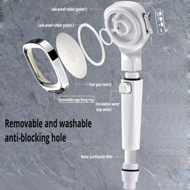 🚿 High Pressure 3-Mode Shower Head | 💧 Water Saving + ⏸ One-Key Stop