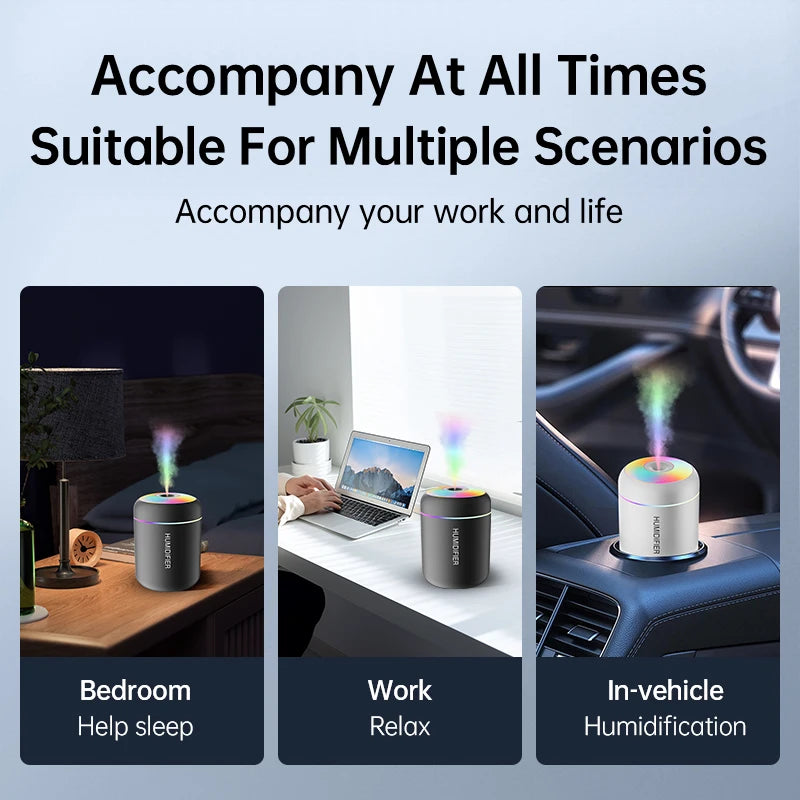 💧 Mini USB Air Humidifier 💧 Aroma Diffuser • LED Light • Touch Control