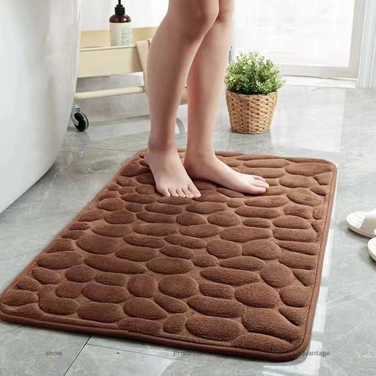 🚿 3D Non-Slip Bathroom Mat 🚿 Absorbent • Quick Dry • Washable