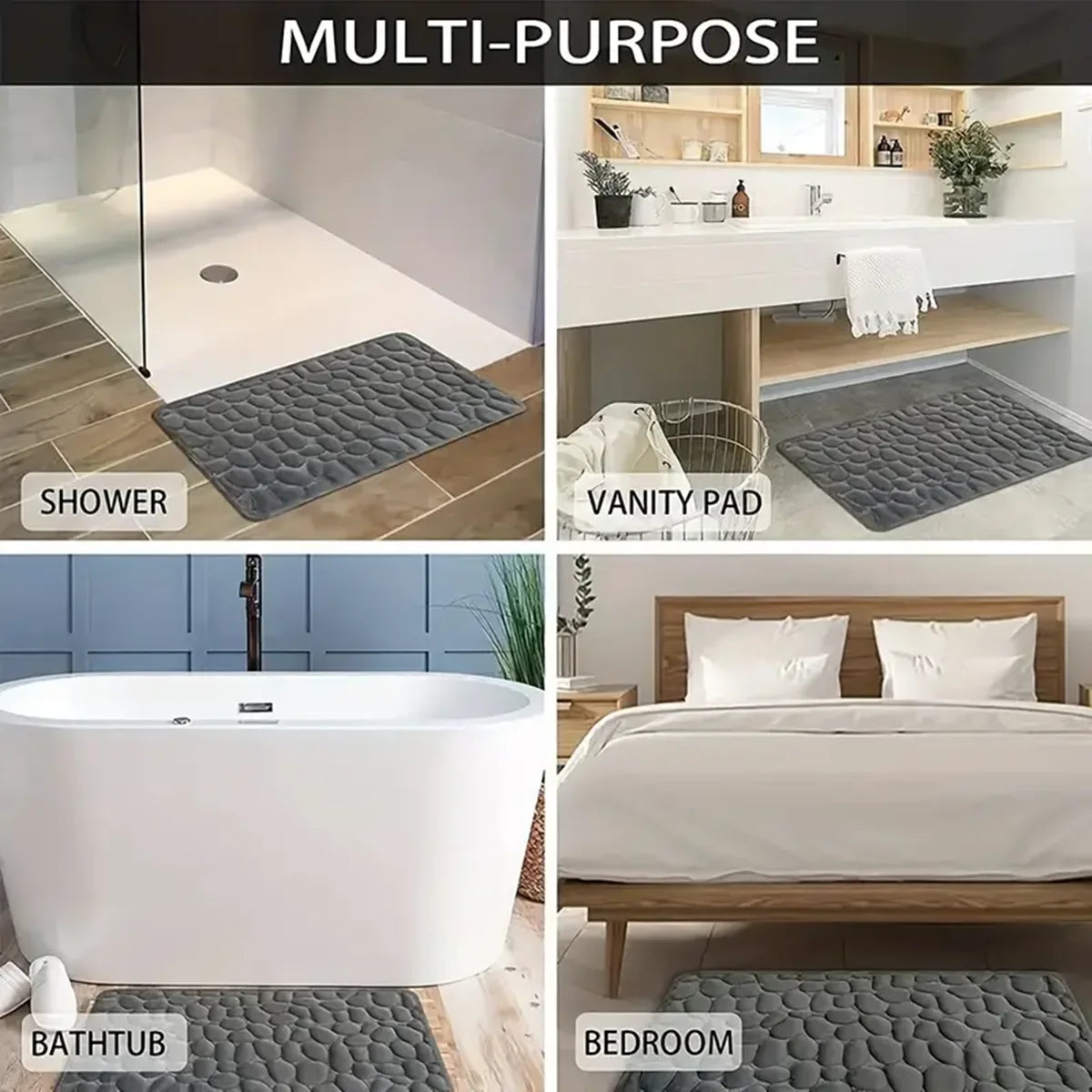 🚿 3D Non-Slip Bathroom Mat 🚿 Absorbent • Quick Dry • Washable