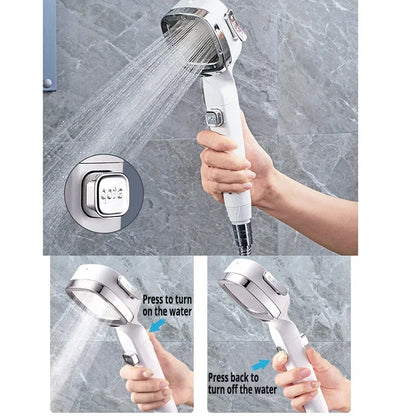 🚿 High Pressure 3-Mode Shower Head | 💧 Water Saving + ⏸ One-Key Stop