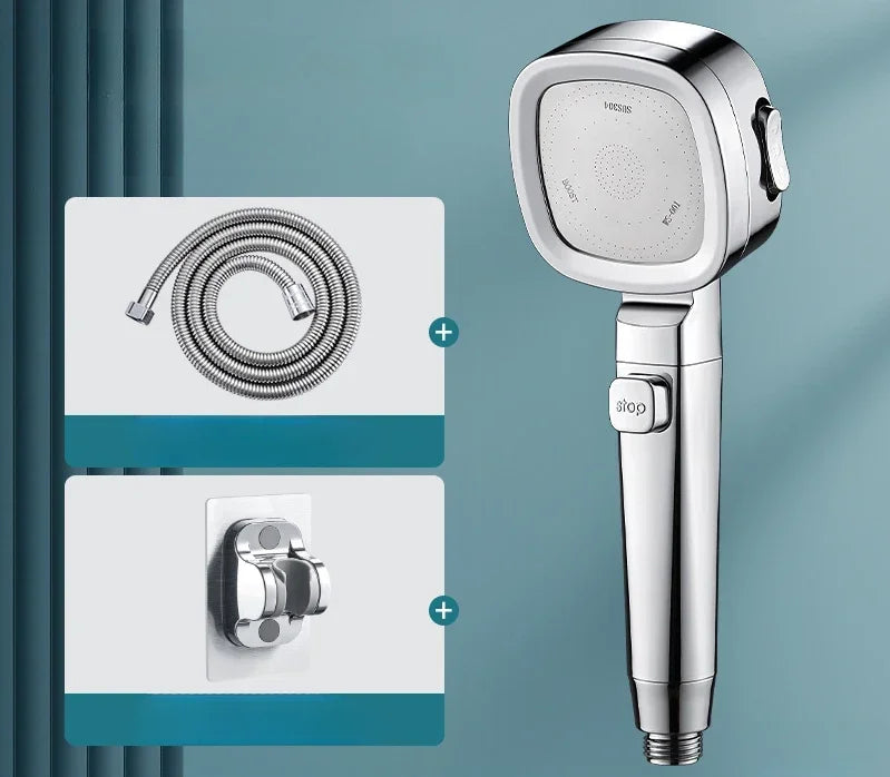 🚿 High Pressure 3-Mode Shower Head | 💧 Water Saving + ⏸ One-Key Stop