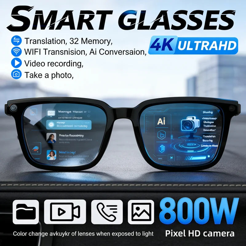 😎 AI Smart Glasses 2026 😎 4K Camera • Bluetooth Calls • Music On-the-Go