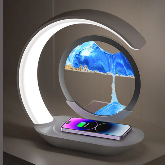 ⏳ Quicksand Table Lamp ⏳ 3D Sand Art • LED Night Light • Wireless Charging