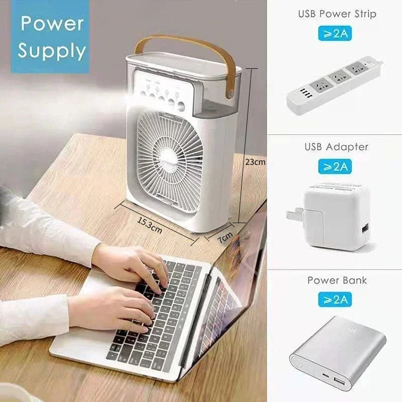 ❄️ 3-in-1 Mini Air Cooler ❄️ Fan • Humidifier • Night Light