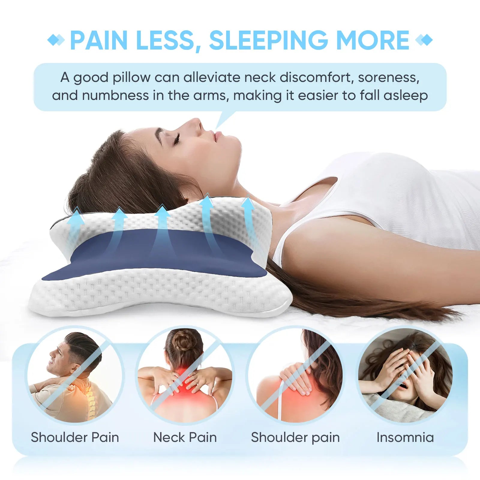 ✨ Ergonomic Memory Foam Pillow ✨ Neck Relief • Contour Support • All Sleep Styles